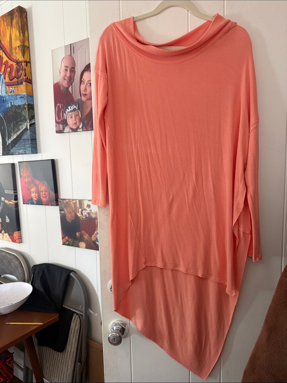 Free People Coral Draped High-Low Tunic